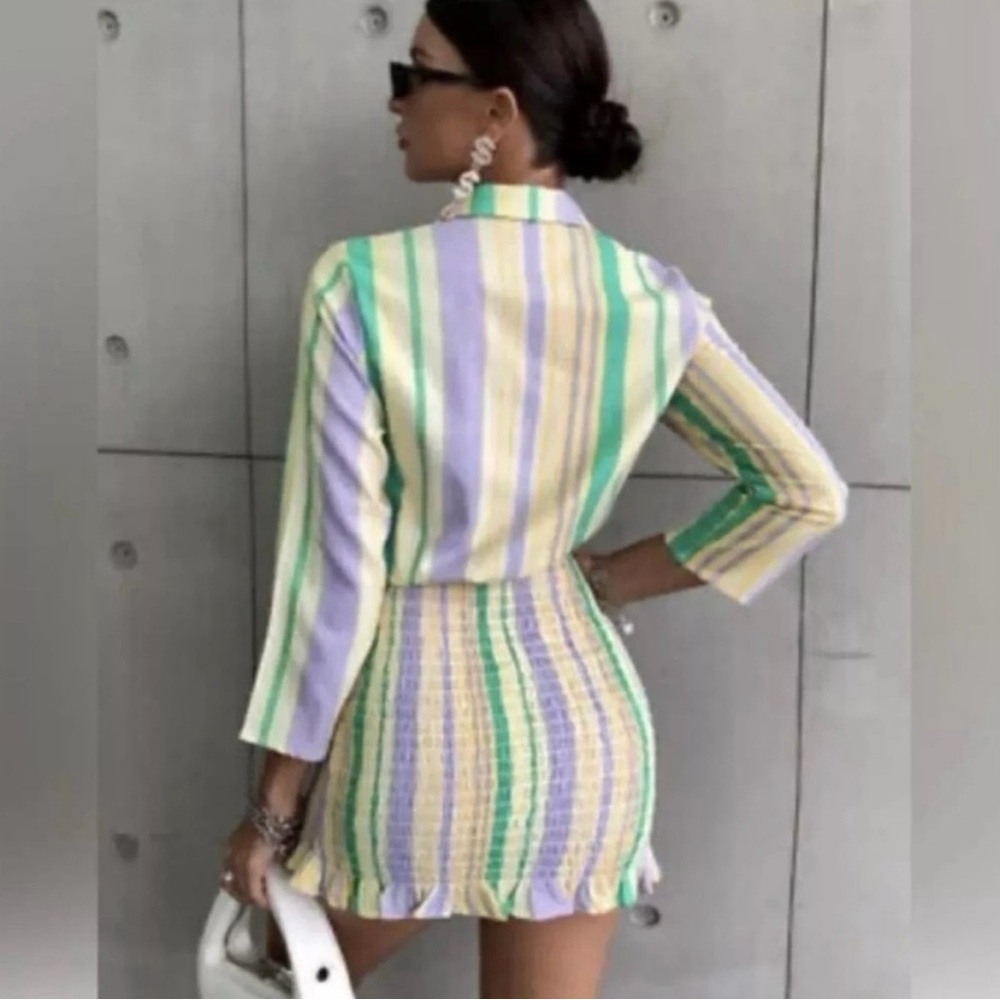 Striped Green and Yellow Zara Dress 22